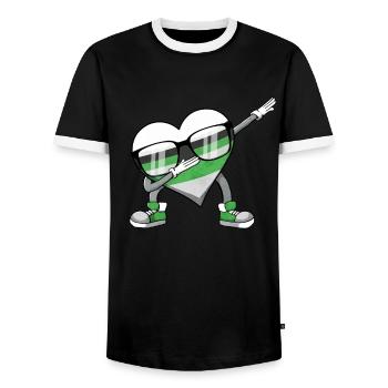 Demiromantic Pride Flag Polka Dot Heart Heart Sub - Men's Ringer Shirt - black/white - Front - AI Model Female 172 light (172cm) & AI Model Male 178 light (178cm)