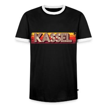 Kasselerin Kasseler Kassel - T-shirt contrasté Homme - noir/blanc - Devant - AI Model Female 172 light (172cm) & AI Model Male 178 light (178cm)