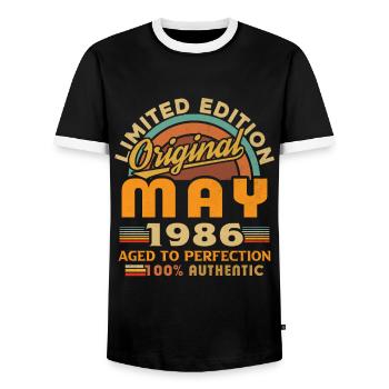 Mai 1986 Vintage Nées En Mai 1986 Anniversaire - T-shirt contrasté Homme - noir/blanc - Devant - AI Model Female 172 light (172cm) & AI Model Male 178 light (178cm)