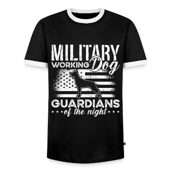 Belgian Malinois Military Working Dog Police Dog - Men's Ringer Shirt - black/white - Front - AI Model Female 172 light (172cm) & AI Model Male 178 light (178cm)