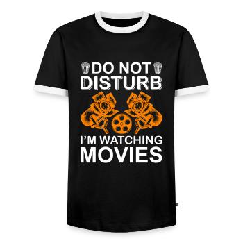 Soirée cinéma pop-corn film film amoureux films - T-shirt contrasté Homme - noir/blanc - Devant - AI Model Female 172 light (172cm) & AI Model Male 178 light (178cm)