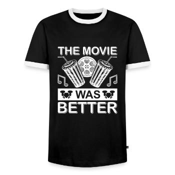 Soirée cinéma pop-corn film film amoureux films - T-shirt contrasté Homme - noir/blanc - Devant - AI Model Female 172 light (172cm) & AI Model Male 178 light (178cm)