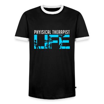 Physiotherapie Physiotherapeut PT Therapeut - Männer Kontrast-T-Shirt - Schwarz/Weiß - Vorne - AI Model Female 172 light (172cm) & AI Model Male 178 light (178cm)
