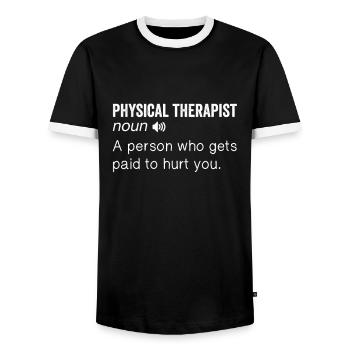 Physical Therapy Physical Therapist PT Therapist - Men's Ringer Shirt - black/white - Front - AI Model Female 172 light (172cm) & AI Model Male 178 light (178cm)