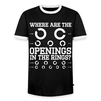Optiker Where Are The Openings In Rings Optometrie - Männer Kontrast-T-Shirt - Schwarz/Weiß - Vorne - AI Model Female 172 light (172cm) & AI Model Male 178 light (178cm)