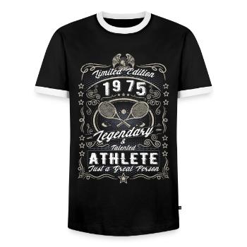 Vintage 1975 Tennis Anniversaire Cadeau Hobby - T-shirt contrasté Homme - noir/blanc - Devant - AI Model Female 172 light (172cm) & AI Model Male 178 light (178cm)