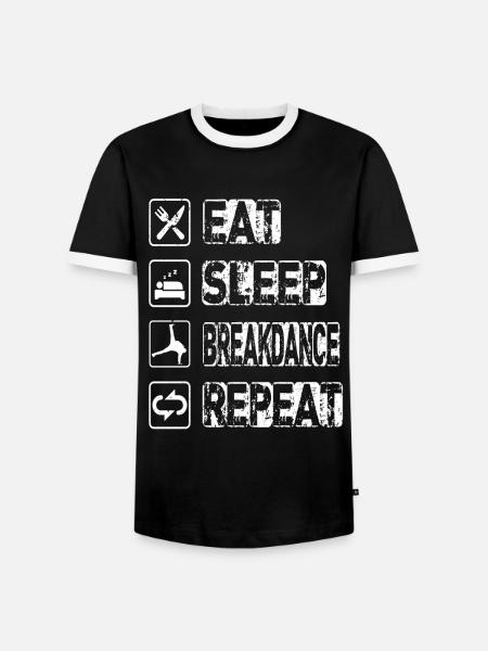 Manger Sommeil Breakdance Répéter - T-shirt contrasté Homme - noir/blanc