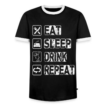 Eat Sleep Drink Repeat - Männer Kontrast-T-Shirt - Schwarz/Weiß - Vorne - AI Model Female 172 light (172cm) & AI Model Male 178 light (178cm)