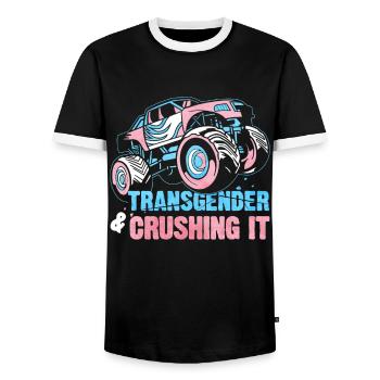 Transgender Stolz Monster Truck - Männer Kontrast-T-Shirt - Schwarz/Weiß - Vorne - AI Model Female 172 light (172cm) & AI Model Male 178 light (178cm)