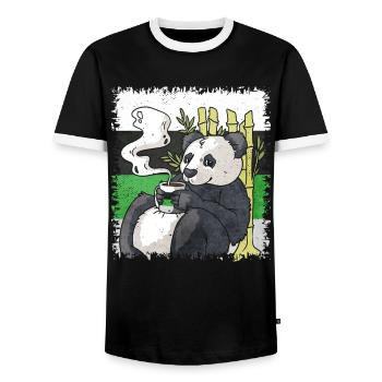 Demiromantic Pride Flag Panda Coffee Sublte - Men's Ringer Shirt - black/white - Front - AI Model Female 172 light (172cm) & AI Model Male 178 light (178cm)