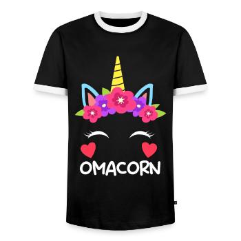 Omacorn Großmutter Muttertag Einhorn Fans - Männer Kontrast-T-Shirt - Schwarz/Weiß - Vorne - AI Model Female 172 light (172cm) & AI Model Male 178 light (178cm)