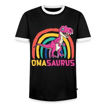 Omasaurus Muttertag Grandma Mama Tag Oma - Männer Kontrast-T-Shirt - Schwarz/Weiß - Vorne - AI Model Female 172 light (172cm) & AI Model Male 178 light (178cm)