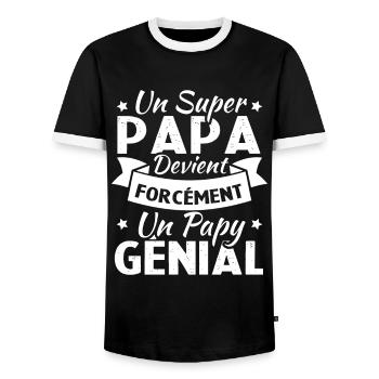 Un super papa devient forcément un papy génial - T-shirt contrasté Homme - noir/blanc - Devant - AI Model Female 172 light (172cm) & AI Model Male 178 light (178cm)