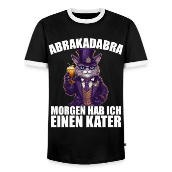 Abrakadabra Morgen Hab Ich Einen Kater Mallorca - Männer Kontrast-T-Shirt - Schwarz/Weiß - Vorne - AI Model Female 172 light (172cm) & AI Model Male 178 light (178cm)