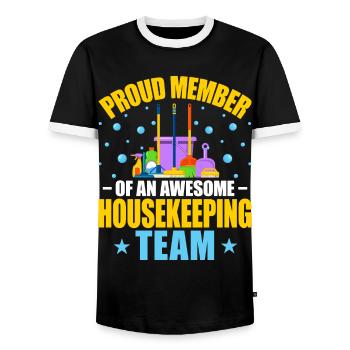 Awesome Housekeeping Team - Männer Kontrast-T-Shirt - Schwarz/Weiß - Vorne - AI Model Female 172 light (172cm) & AI Model Male 178 light (178cm)