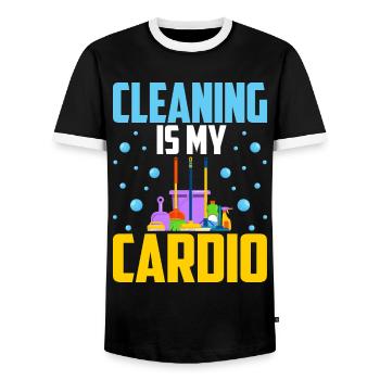 Le nettoyage est mon cardio - T-shirt contrasté Homme - noir/blanc - Devant - AI Model Female 172 light (172cm) & AI Model Male 178 light (178cm)
