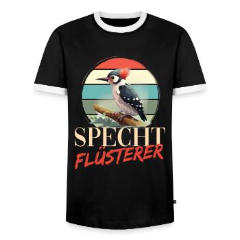 Specht Flüsterer Buntspecht Vogel - Männer Kontrast-T-Shirt - Schwarz/Weiß - Vorne - AI Model Female 172 light (172cm) & AI Model Male 178 light (178cm)