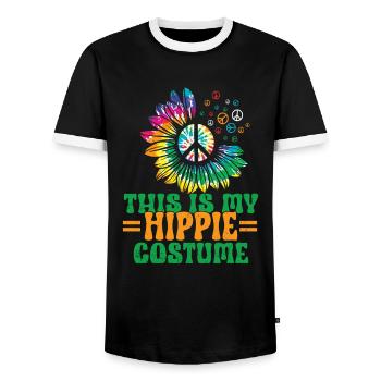 Hippie Peace Zeichen Frieden Blumen Blumenkind - Männer Kontrast-T-Shirt - Schwarz/Weiß - Vorne - AI Model Female 172 light (172cm) & AI Model Male 178 light (178cm)