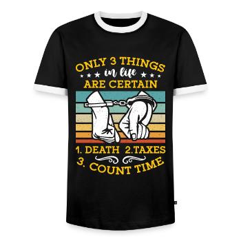 Corrections Officer Only 3 Things In Life Police - Männer Kontrast-T-Shirt - Schwarz/Weiß - Vorne - AI Model Female 172 light (172cm) & AI Model Male 178 light (178cm)