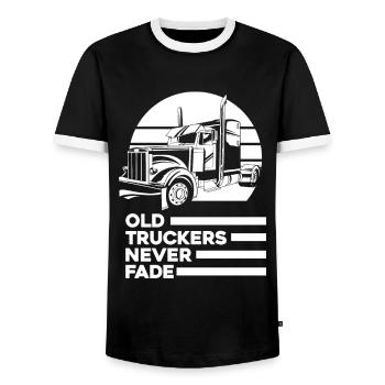Lkw Fahrer Trucker Lastwagenfahrer Alter Trucker - Männer Kontrast-T-Shirt - Schwarz/Weiß - Vorne - AI Model Female 172 light (172cm) & AI Model Male 178 light (178cm)