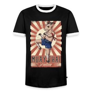 Muay Thaï - T-shirt contrasté Homme - noir/blanc - Devant - AI Model Female 172 light (172cm) & AI Model Male 178 light (178cm)