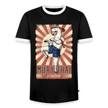 Muay Thaï - T-shirt contrasté Homme - noir/blanc - Devant - AI Model Female 172 light (172cm) & AI Model Male 178 light (178cm)