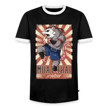 Muay Thaï - T-shirt contrasté Homme - noir/blanc - Devant - AI Model Female 172 light (172cm) & AI Model Male 178 light (178cm)