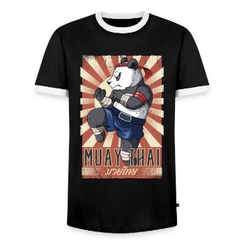 Muay Thaï - T-shirt contrasté Homme - noir/blanc - Devant - AI Model Female 172 light (172cm) & AI Model Male 178 light (178cm)