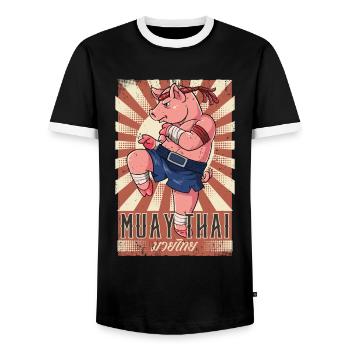 Muay Thaï - T-shirt contrasté Homme - noir/blanc - Devant - AI Model Female 172 light (172cm) & AI Model Male 178 light (178cm)