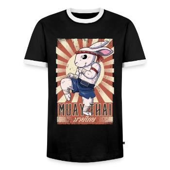 Muay Thaï - T-shirt contrasté Homme - noir/blanc - Devant - AI Model Female 172 light (172cm) & AI Model Male 178 light (178cm)