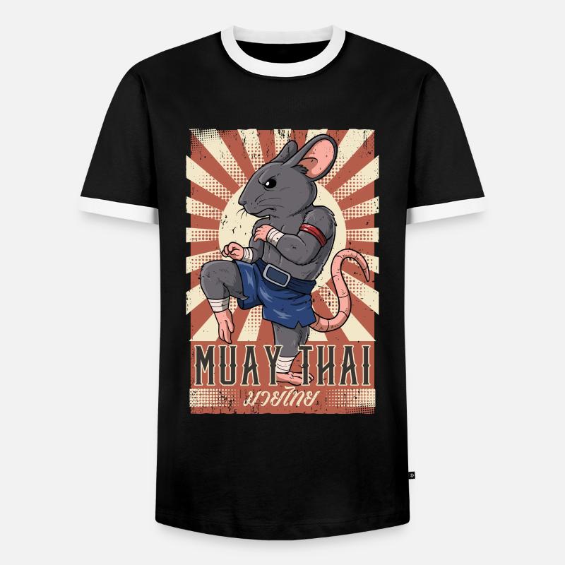 Muay Thai - Männer Kontrast-T-Shirt - Schwarz/Weiß