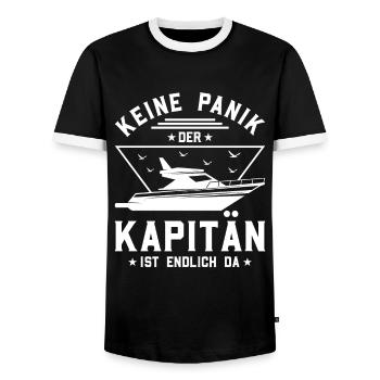 Keine Panik Der Kapitän ist Da - Anker Skipper - Männer Kontrast-T-Shirt - Schwarz/Weiß - Vorne - AI Model Female 172 light (172cm) & AI Model Male 178 light (178cm)