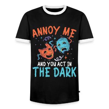 Annoy Me And You Act In The Dark - Männer Kontrast-T-Shirt - Schwarz/Weiß - Vorne - AI Model Female 172 light (172cm) & AI Model Male 178 light (178cm)