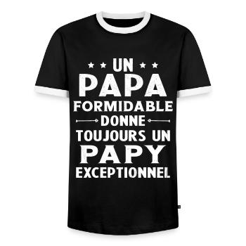 Un papa formidable - Papy exceptionnel Cadeau - T-shirt contrasté Homme - noir/blanc - Devant - AI Model Female 172 light (172cm) & AI Model Male 178 light (178cm)