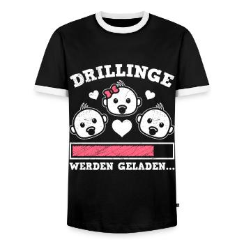 Drillinge werden geladen 2024 Triplets - Männer Kontrast-T-Shirt - Schwarz/Weiß - Vorne - AI Model Female 172 light (172cm) & AI Model Male 178 light (178cm)