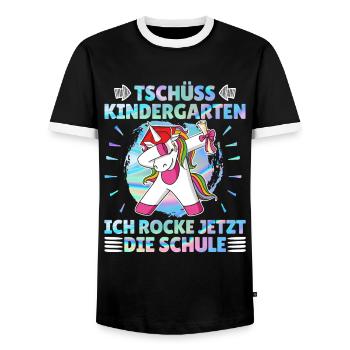 Tschüss Kindergarten Ich rocke jetzt die Schule - Männer Kontrast-T-Shirt - Schwarz/Weiß - Vorne - AI Model Female 172 light (172cm) & AI Model Male 178 light (178cm)