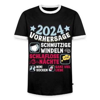 Vorhersage 2024 bald Vater Babyparty 2024 - Männer Kontrast-T-Shirt - Schwarz/Weiß - Vorne - AI Model Female 172 light (172cm) & AI Model Male 178 light (178cm)