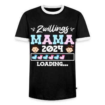 Mama wird geladen 2024 werdende Mama 2024 Baby - Männer Kontrast-T-Shirt - Schwarz/Weiß - Vorne - AI Model Female 172 light (172cm) & AI Model Male 178 light (178cm)
