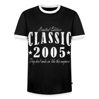 limited edition 2005 - Männer Kontrast-T-Shirt - Schwarz/Weiß - Vorne - AI Model Female 172 light (172cm) & AI Model Male 178 light (178cm)