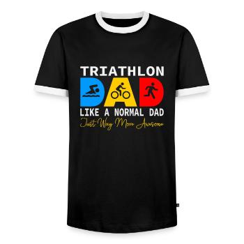 Triathlon Triathlete Swimming Running Cycling - Men's Ringer Shirt - black/white - Front - AI Model Female 172 light (172cm) & AI Model Male 178 light (178cm)