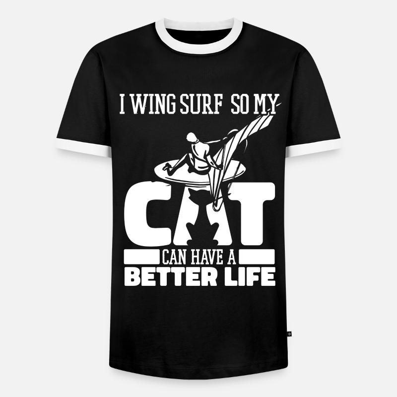 Wing Surf Wing Foil - Men's Ringer Shirt - black/white