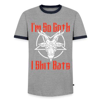 Satan Belzébuth Diable Gothique Pentagramme Mystique - T-shirt contrasté Homme - gris/marine  - Devant - AI Model Female 172 light (172cm) & AI Model Male 178 light (178cm)
