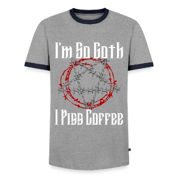 Satan Belzébuth Diable Gothique Pentagramme Mystique - T-shirt contrasté Homme - gris/marine  - Devant - AI Model Female 172 light (172cm) & AI Model Male 178 light (178cm)