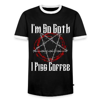 Satan Belzébuth Diable Gothique Pentagramme Mystique - T-shirt contrasté Homme - noir/blanc - Devant - AI Model Female 172 light (172cm) & AI Model Male 178 light (178cm)