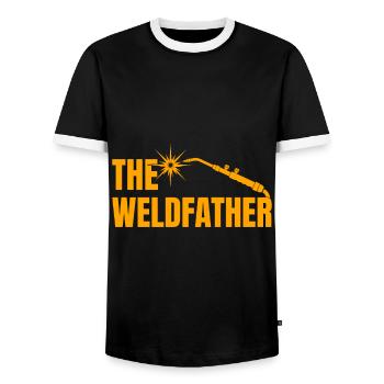 The Weldfather Stuff Welders Gift Idea - Männer Kontrast-T-Shirt - Schwarz/Weiß - Vorne - AI Model Female 172 light (172cm) & AI Model Male 178 light (178cm)