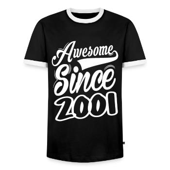 Awesome Since 2001 - Men's Ringer Shirt - black/white - Front - AI Model Female 172 light (172cm) & AI Model Male 178 light (178cm)