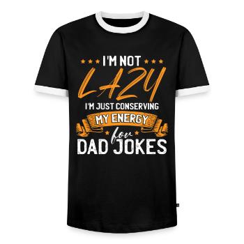 Father Dad Joke Humor - Men's Ringer Shirt - black/white - Front - AI Model Female 172 light (172cm) & AI Model Male 178 light (178cm)