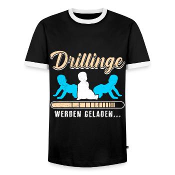 Drillinge werden geladen 2024 werdende Mama - Männer Kontrast-T-Shirt - Schwarz/Weiß - Vorne - AI Model Female 172 light (172cm) & AI Model Male 178 light (178cm)