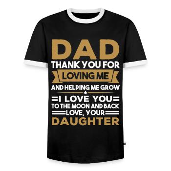 Father daughter gift - Men's Ringer Shirt - black/white - Front - AI Model Female 172 light (172cm) & AI Model Male 178 light (178cm)