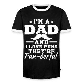 J’adore les jeux de mots | Hommes | Blague de Papa - T-shirt contrasté Homme - noir/blanc - Devant - AI Model Female 172 light (172cm) & AI Model Male 178 light (178cm)
